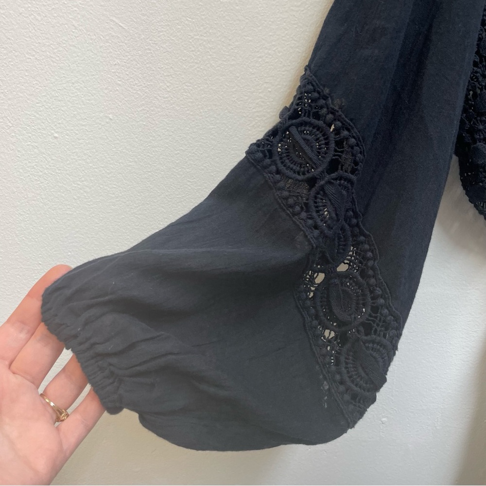 NWOT Ramy Brook Hilary Ballon-Sleeve Embroidered Romper in Black size S - Picture 11 of 11